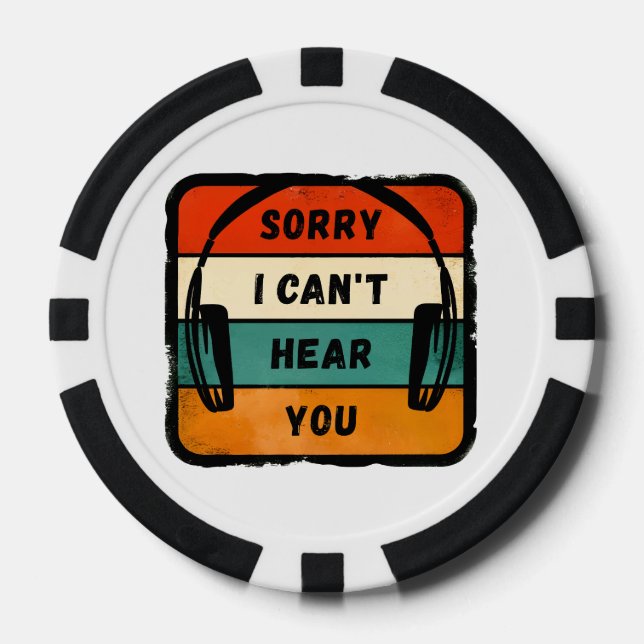 Leider kann ich Sie nicht hören - Retro-Kopfhörer Pokerchips (Vorderseite)