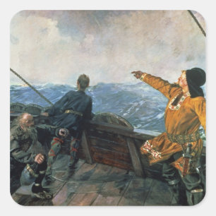 Leif Eriksson Sehenswürdigkeiten Land in Amerika,  Quadratischer Aufkleber