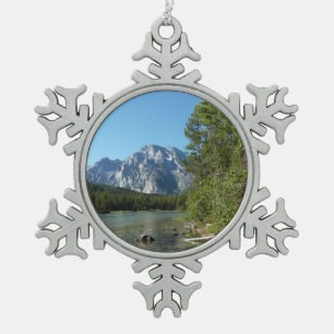 Leigh Lake at Grand Teton Nationalpark Schneeflocken Zinn-Ornament