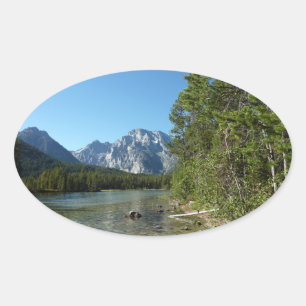 Leigh Lake im Grand-Teton-Nationalpark Ovaler Aufkleber