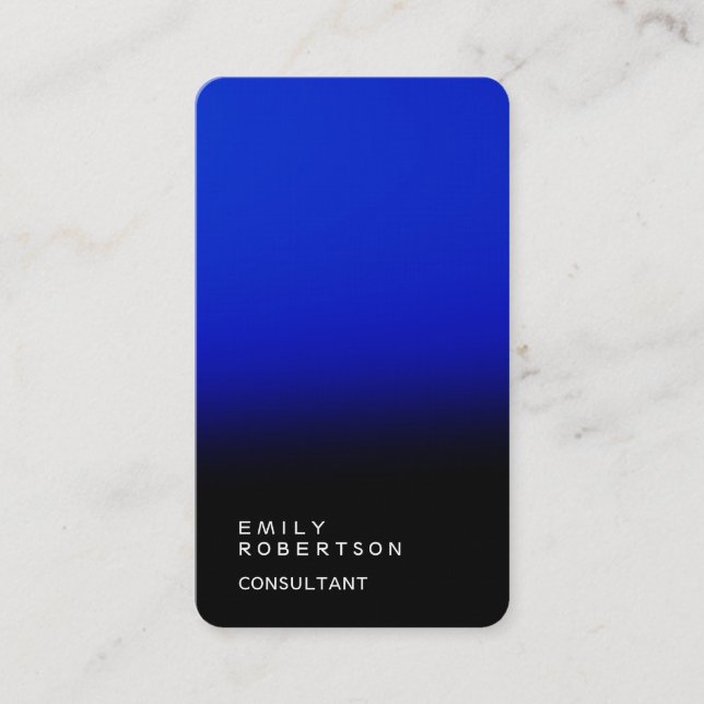Leinen Einfach Schlicht Blau Schwarz Moderne Minim Visitenkarte (Vorderseite)