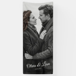 Leinen-Foto-Hochzeitsbanner-Stoff-Willkommensschil Banner