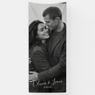 Leinen-Foto-Hochzeitsbanner-Stoff-Willkommensschil Banner