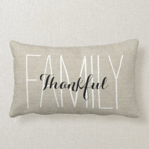 Leinen-Look Dankbare Familie Personalisiertes Erin Lendenkissen