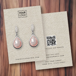 Leinen-Look Logo QR Ohrring-Display-Karte