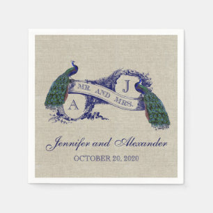 Leinen-Pfau-Rustikale-Hochzeits-Papier-Servietten Serviette