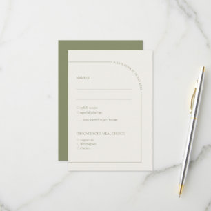 Leinen & Salbeigrüner Bogen Minimalistisch mit Ess RSVP Karte