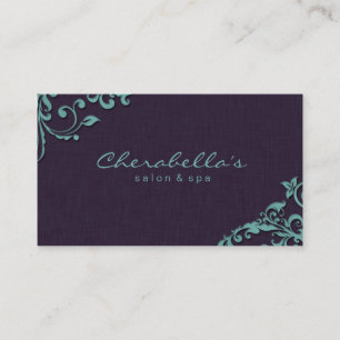 Leinen Salon Spa Floral Visitenkarte Lila Blau
