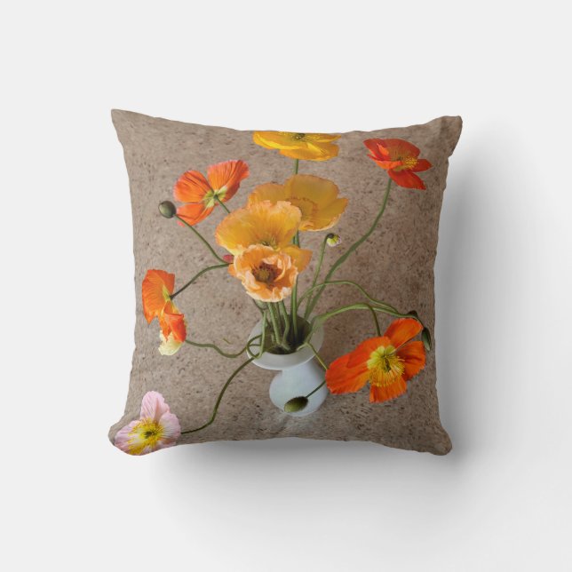 Leinen sehen hellfarbig aus Mohnblüte Kissen (Vorderseite)