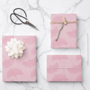 Leinen Struktur Pastellrosa & Rosen Gingko Blätter