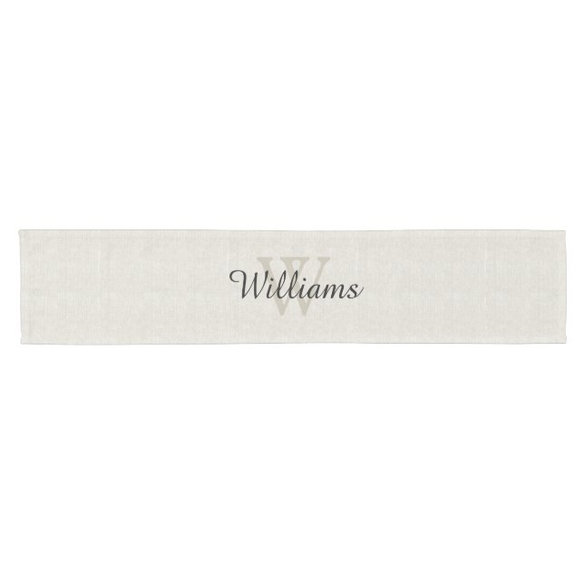 Leinenblick-Monogramm-Tabellen-Läufer Kurzer Tischläufer (Horizontal)