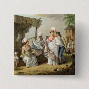 Leinenmarkt, Roseau, Dominica, c.1780 (Öl kann an Button
