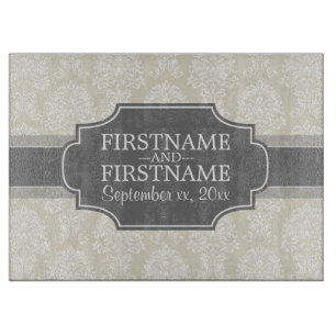 Leinenmuster in Beige und Holzkohle Schneidebrett