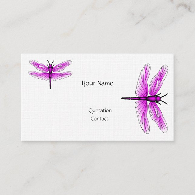 Leinenpapier für die Dragonfly Magenta Visitenkart Visitenkarte (Vorderseite)