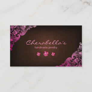Leinenschmuck Visitenkarte Schokolade Braun Rosa