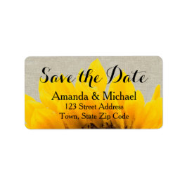 Leinensonnenblume-rustikaler Save the Date Adressaufkleber