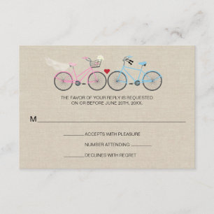 Leinenstil Fahrrad Pink Hochzeitsreaktion UAWG RSVP Karte