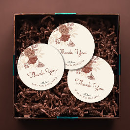 Leingold Glitzer Aquarellblüte Gastgeschenk Hochze Runder Aufkleber