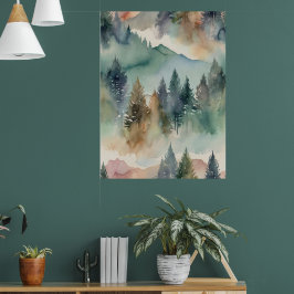 Leinwand | Abstrakte Bergbaumwand Poster