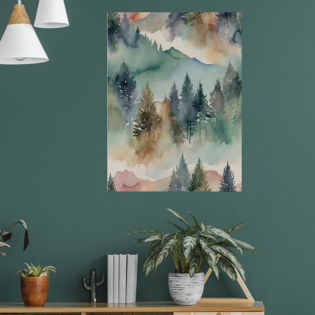 Leinwand | Abstrakte Bergbaumwand Poster (Wohnzimmer 1)