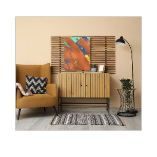 Leinwand Abstraktes Kunstwerk Blau Kupfer Gold