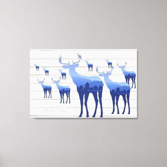 Leinwand Art-Blue-Deer-White-Wash-Karten (Vorderseite)