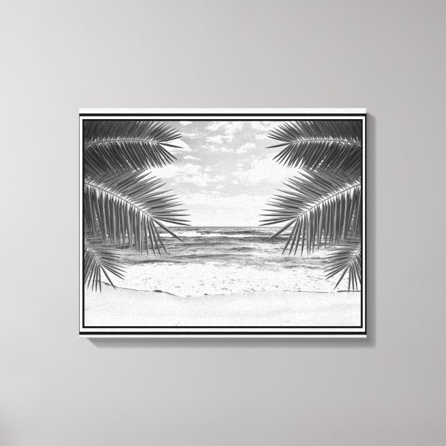 Leinwand Art Tropical Beach in B&W (Vorderseite)