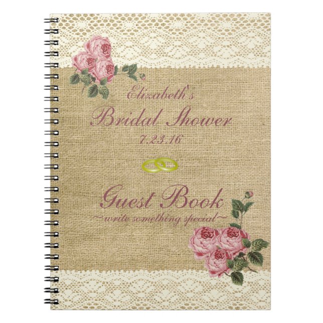 Leinwand-Bild-Rosa-Rosen-Brautparty-Gast-Buch Notizblock (Vorderseite)