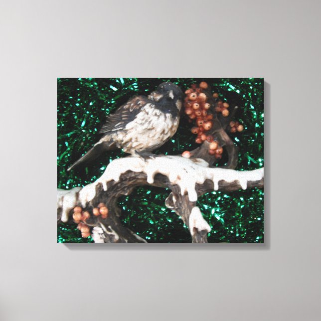 Leinwand Bird Wiinter Scene (Vorderseite)