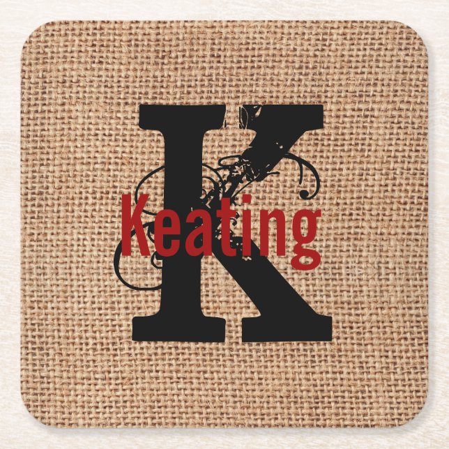 Leinwand-Blick-Monogramm-Papier-Untersetzer Rechteckiger Pappuntersetzer (Vorderseite)