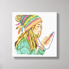 Leinwand Boho Hat Girl