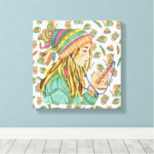 Leinwand Boho-Hut Mädchen Thema