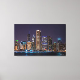 Leinwand - Chicago Skyline Illinois mit Night Sky
