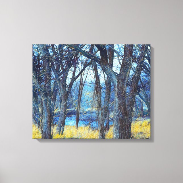 Leinwand Deep Blue Forest Trees Art Print (Vorderseite)