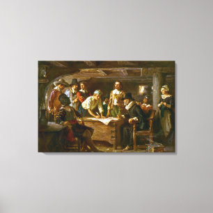 Leinwand Der Mayflower-Vertrag 1620 Jean Leon Ferr