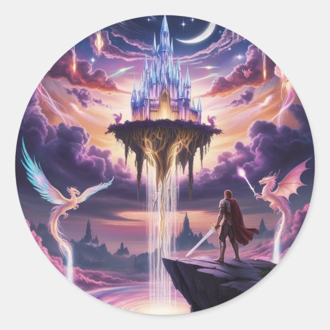 Leinwand des Celestial Kingdom Art - Mythical Runder Aufkleber (Vorderseite)