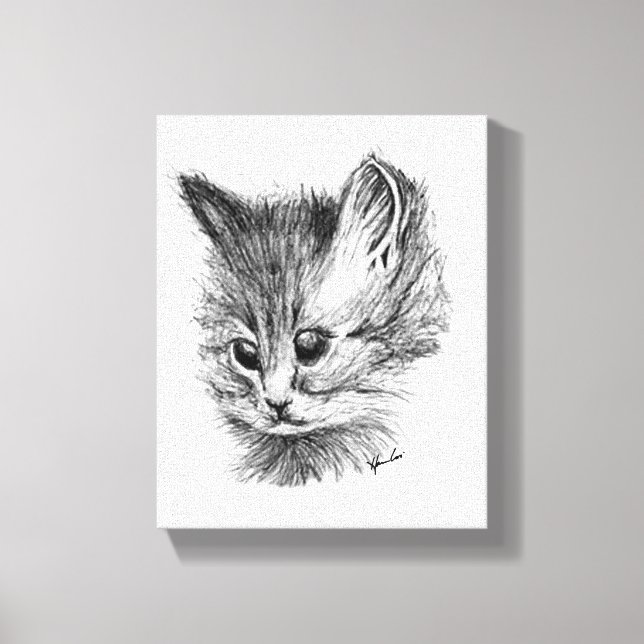 Leinwand-Druck 11x14 CAT 2 B/W Orig. Grafik Leinwanddruck (Vorderseite)