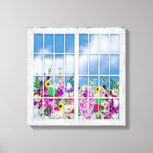 Leinwand-Druck, Ansicht der Blumen, rustikale Leinwanddruck