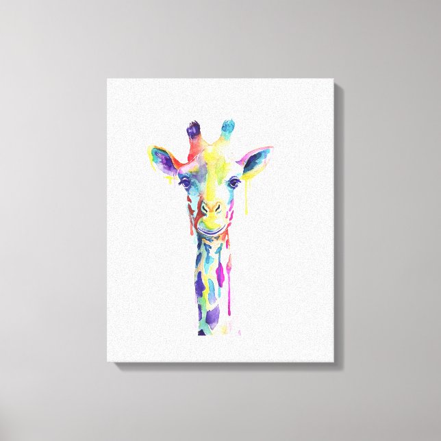 Leinwand - farbenfrohe Giraffe (Vorderseite)