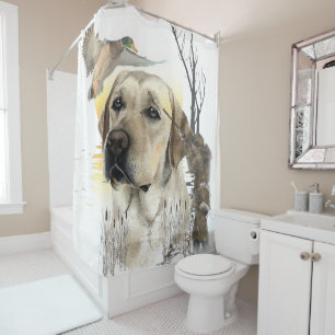 Leinwand für Labrador, Entenjagd Duschvorhang
