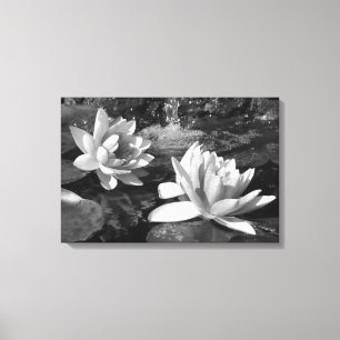 Leinwand für Schwarz-Weiß-Lotus-Blume