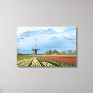 Leinwand für Windmühle und Tulpen