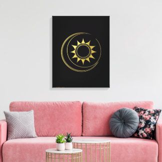 Leinwand Golden Himmlische Harmonie Mond Sonne Kun