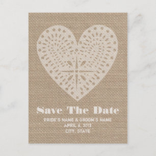 Leinwand-inspiriertes Herz, das Save the Date Ankündigungspostkarte