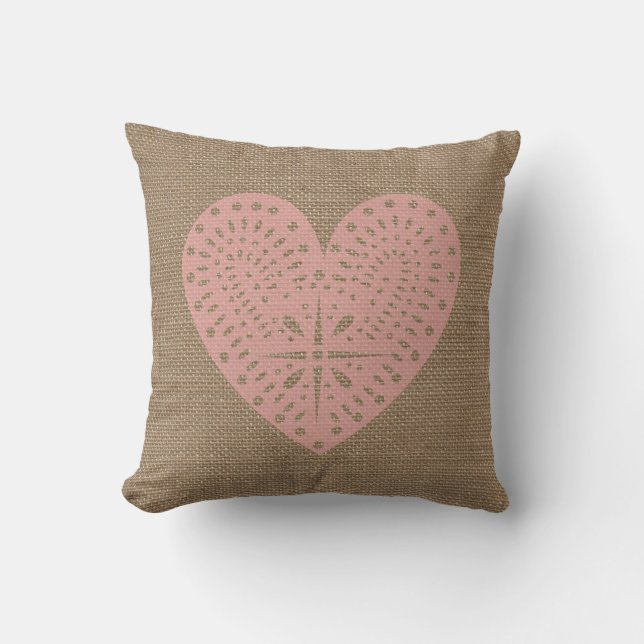 Leinwand-inspiriertes rosa Herz-Kissen Kissen (Vorderseite)