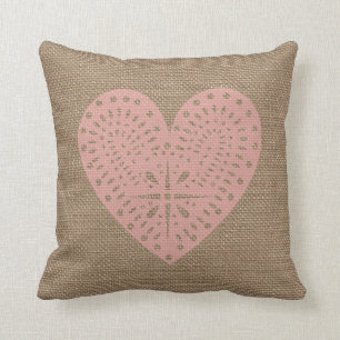 Leinwand-inspiriertes rosa Herz-Kissen Kissen
