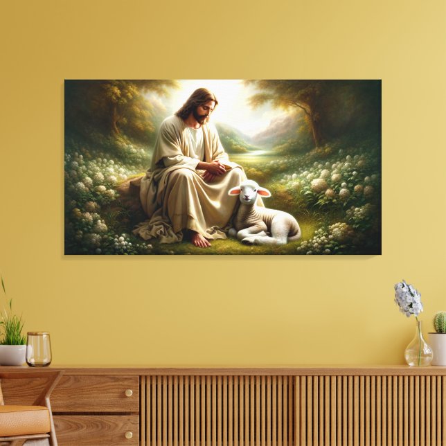 Leinwand Jesus und Lamm Kunst (Insitu (Wohnzimmer))