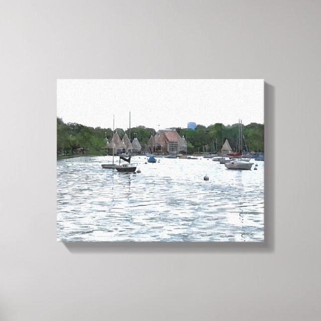 LEINWAND: Lake Harriet Pavilion and Boats_ Leinwanddruck (Vorderseite)