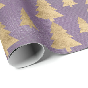 Leinwand-LeinenHütten-Goldlila Weihnachtsbaum Geschenkpapier