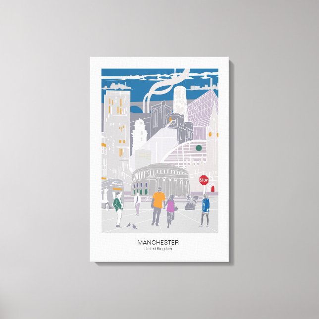 Leinwand Manchester Skyline Illustration (Vorderseite)